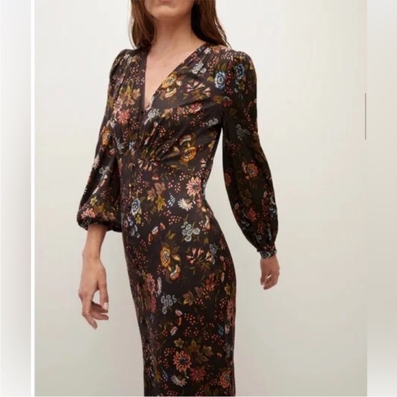 Veronica Beard Midi Silk Floral Terina Midi Dress Sz 6 - Picture 2 of 4